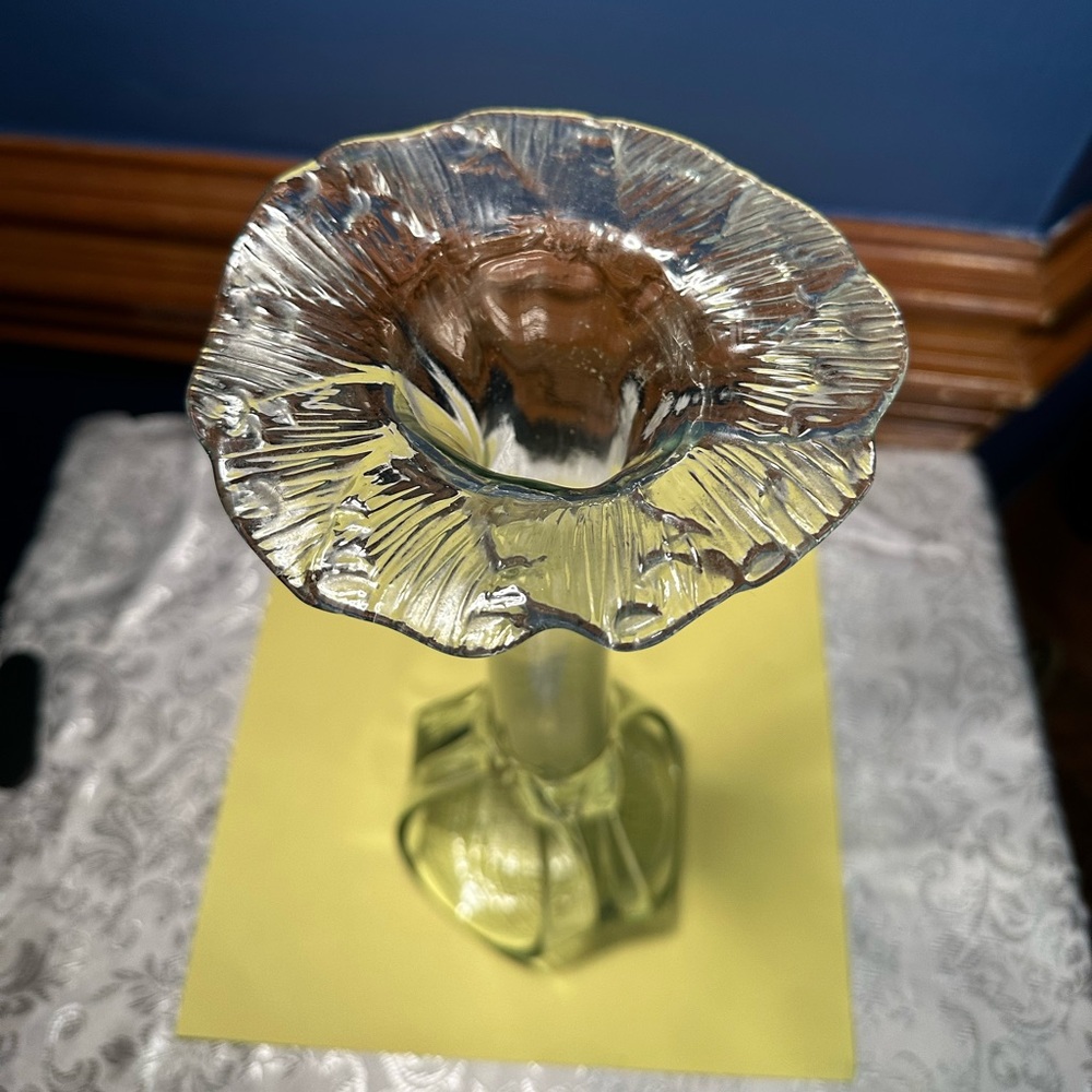 Vintage Tall Clear Glass Jack-in-the-pulpit Vase 15.5 Inches Tall
